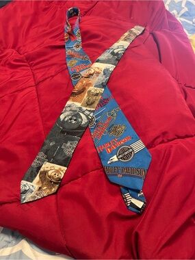 Harley-Davidson Blue, Black & Brown Logo Panel Men's Tie